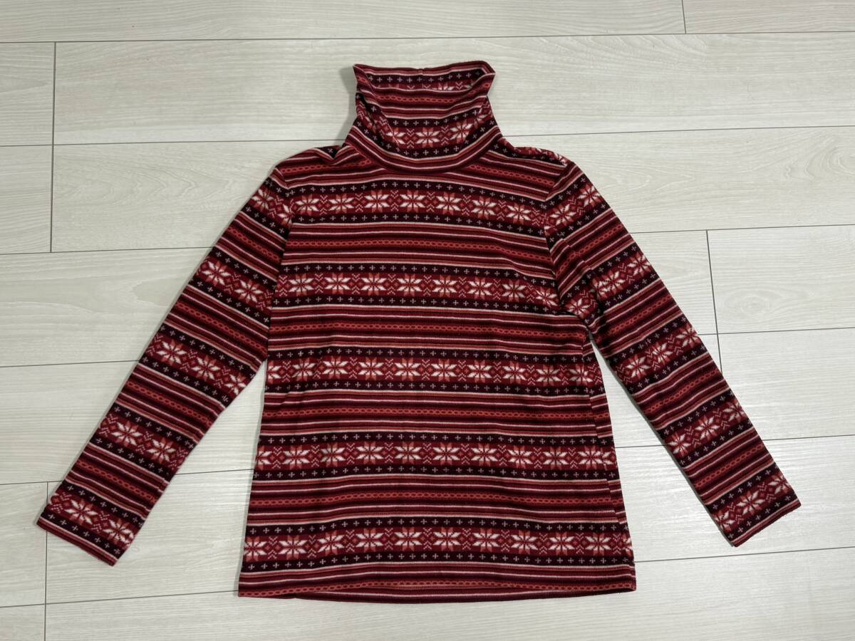 ★UNIQLO ユニクロ 長袖フリースシャツ タートルネック 暖かトップス XLサイズ ノルディック柄★拍卖