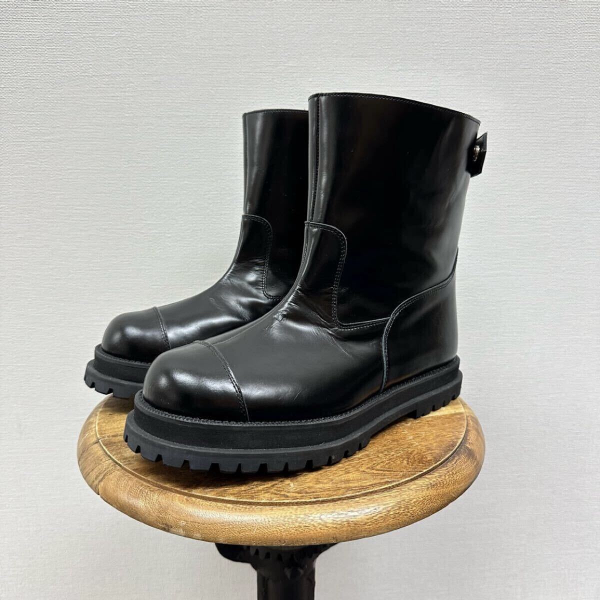 未使用 tao COMME des GARCONS タオ コム デ ギャルソン ステアガラス ハーフ ブーツ バック ジップ ブーツ ブラック 系 サイズ 24.5cm 703拍卖