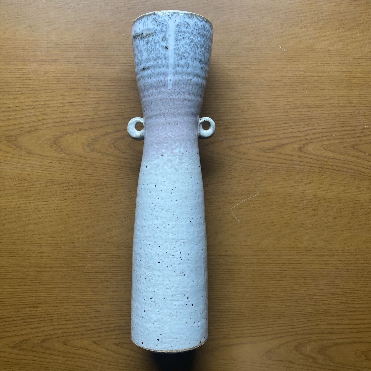 萩焼 グレー 耳付 花瓶 拍卖