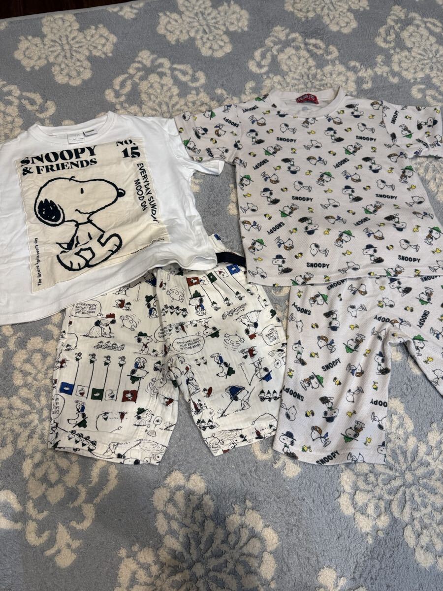 SNOOPY 4点 120Tシャツ 120ハーフパンツ ・130夏物上下パジャマセット 男の子、女の子 レア 人気のSNOOPY柄拍卖