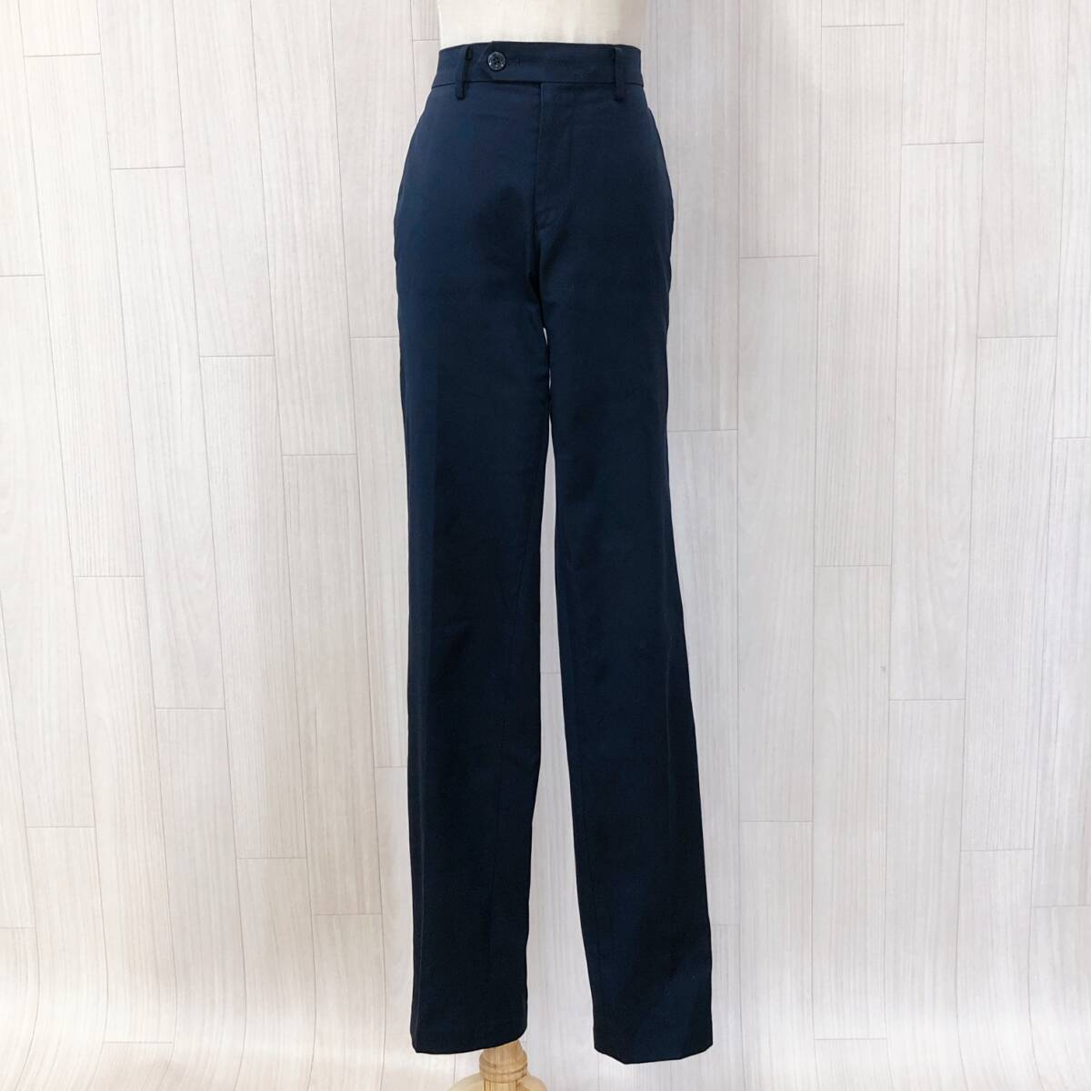 Y1601 CAFE SOHO カフェソーホー レディース パンツ スラックス ロング丈 薄手 ウエストファスナー・ホック サイズ73 ネイビー紺シンプル 拍卖