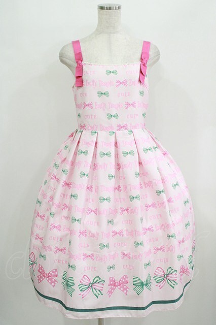 Emily Temple cute / トリプルRIBBONキャミソールワンピース ピンク H-25-09-20-003-ET-OP-KB-ZH拍卖