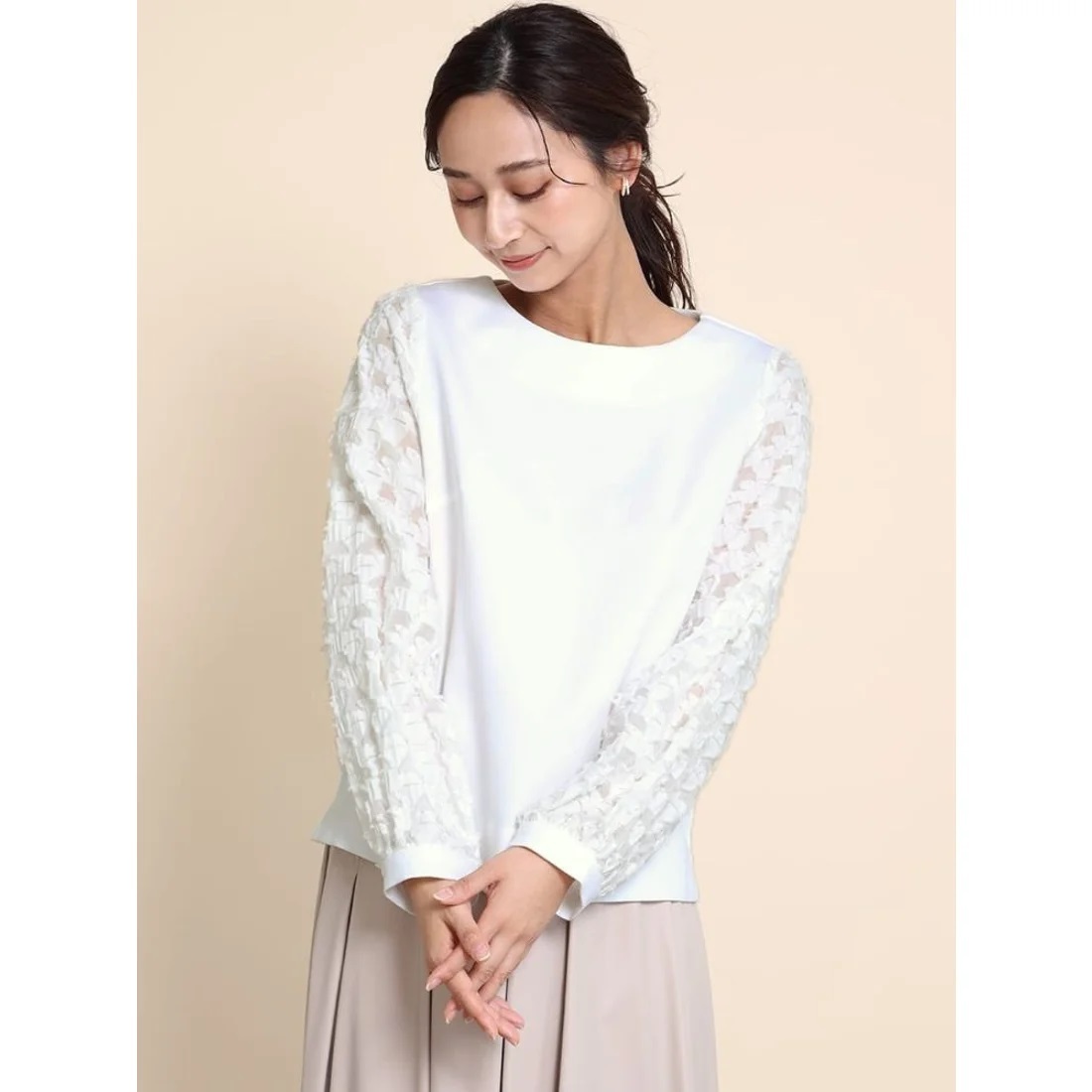 FENNEL(フェンネル) アームツッキリジャガードブラウス (ホワイト)拍卖