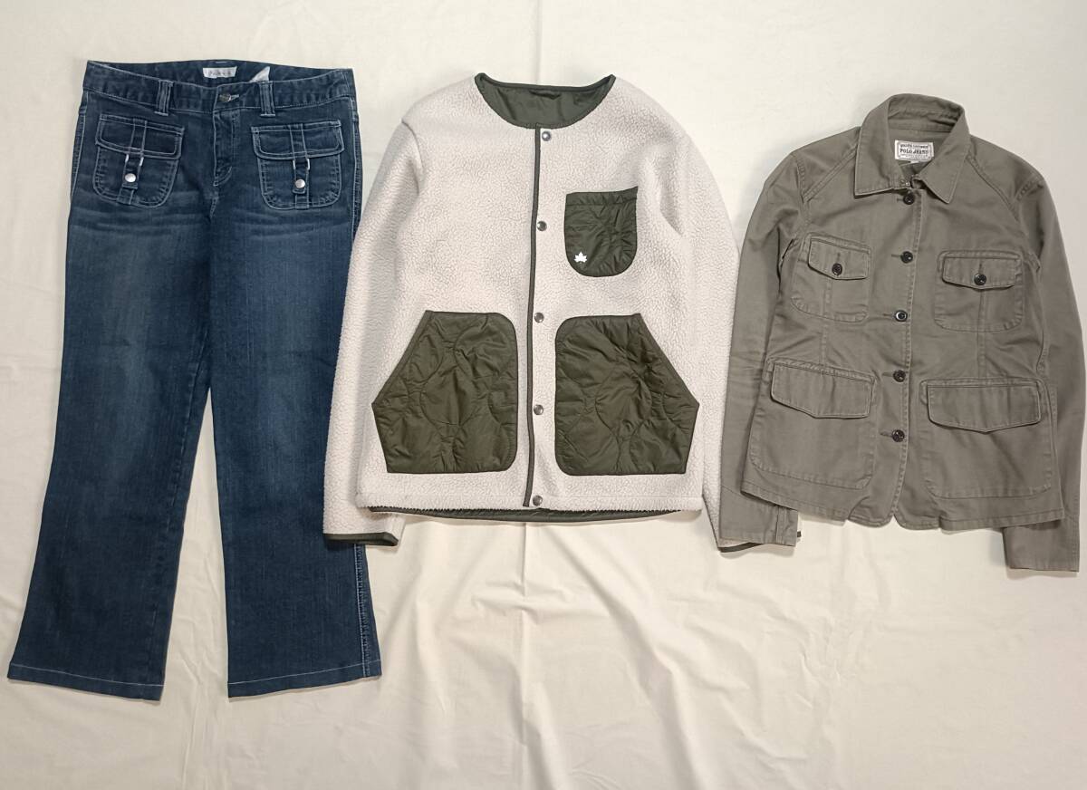 宅急便送料込み 3点 まとめ売 レディース L セット ラルフ Polo Jeans デニム ロゴス ボア ジャケット 東京ソワール ストレッチデニム 8017拍卖
