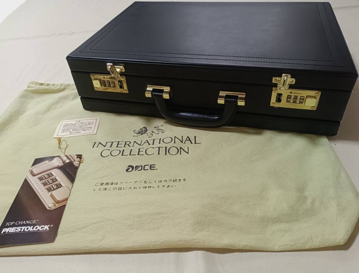 宅急便送料込み ACE エース レザー アタッシュケース 手さげバッグ 書類かばん ダイヤルロック PRESTOLOCk 革 黒 7894拍卖