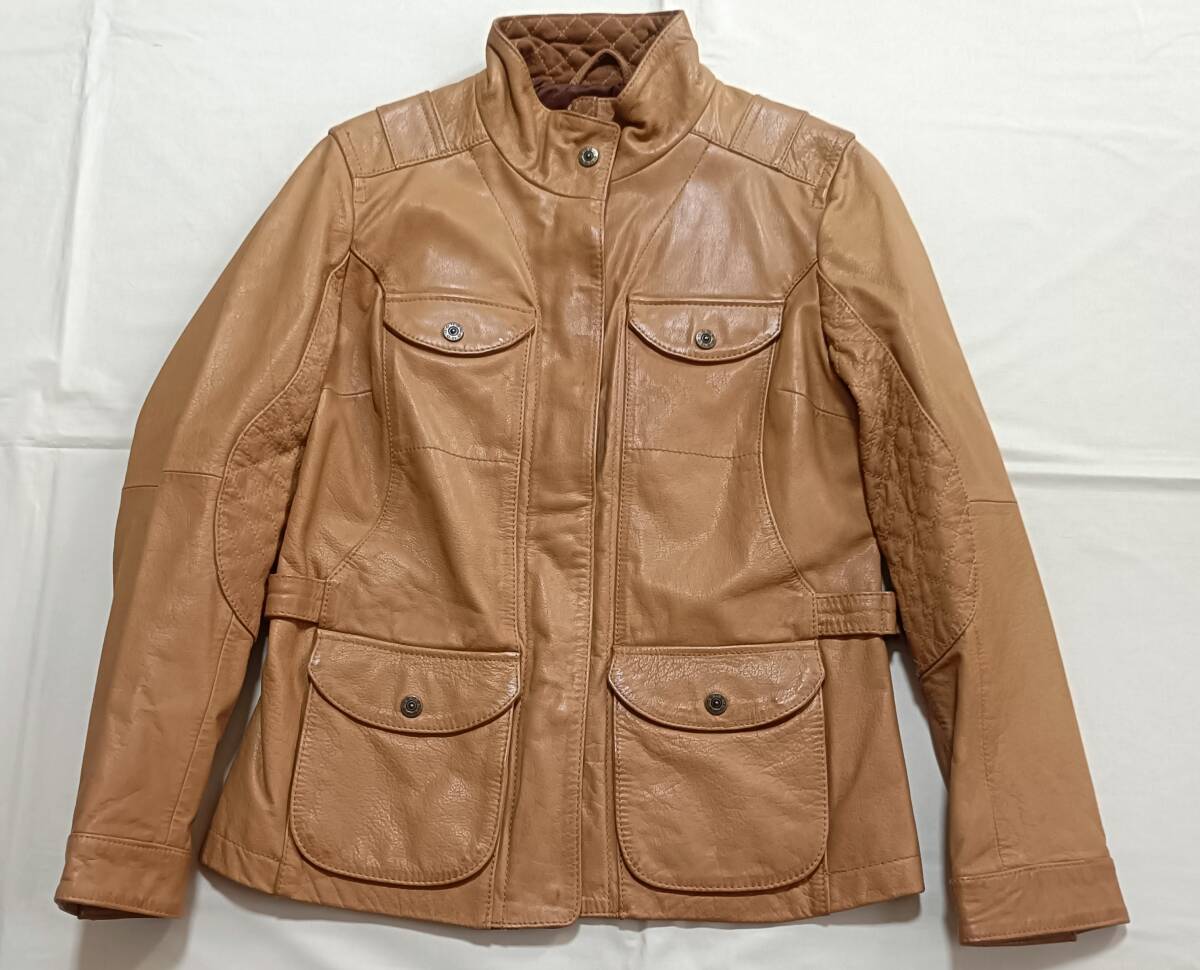 宅急便送料込み Eddie Bauer エディバウアー 牛革 ライダース レザー ジャケット レディースPS M 本革 キャメル 8009拍卖