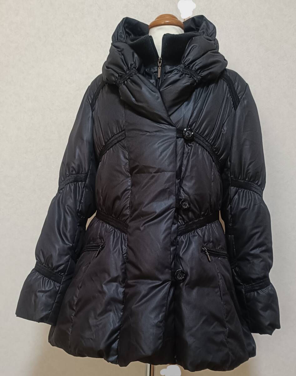 宅急便送料込み noa-ge ノアジェ ダウン80% フェザー ダウンコート ダウンジャケット レディース M 黒ブラック 8060拍卖