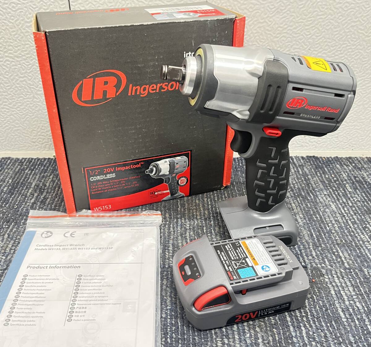 【極美品】ingersollRand IR インガソールランド 1/2コードレスインパクトツール インパクトレンチ W5153 本体+バッテリー1個 10050拍卖