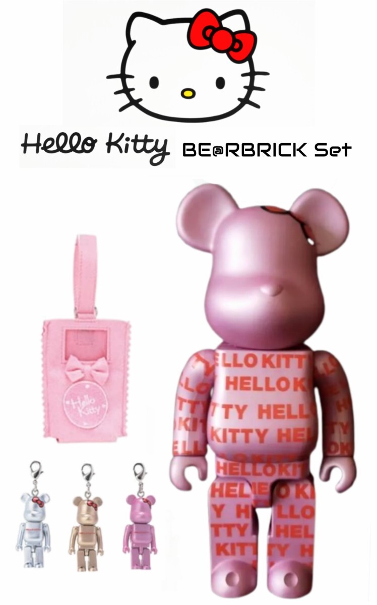 希少★Hello Kitty【ハローキティ】400%+50%ベアブリックセット!!検)ape kaws Stussy マーベル フューチュラ キューブリック BE@RBRICK拍卖
