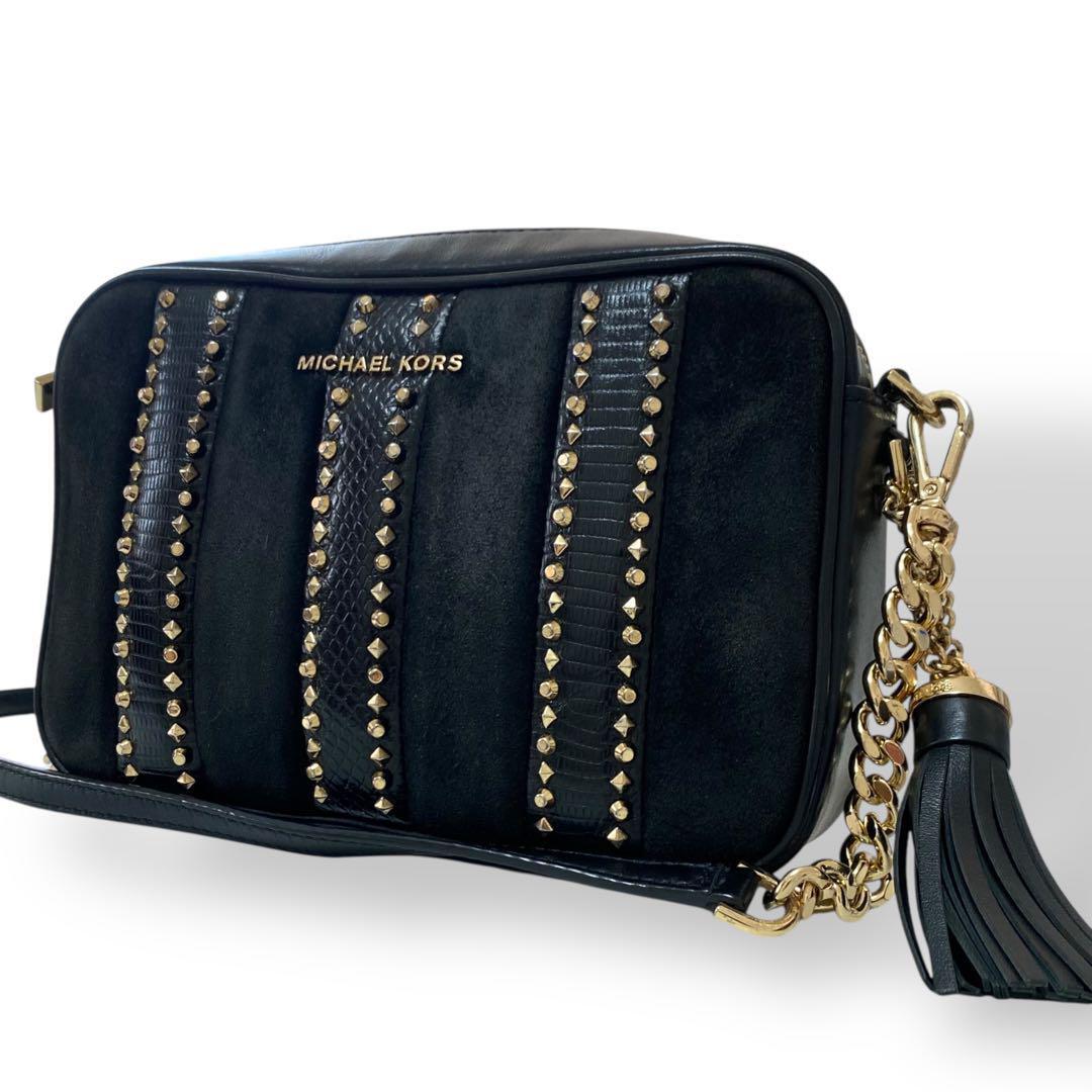 マイケルコース カメラバック チェーンショルダーバッグ スタッズ ブラック拍卖