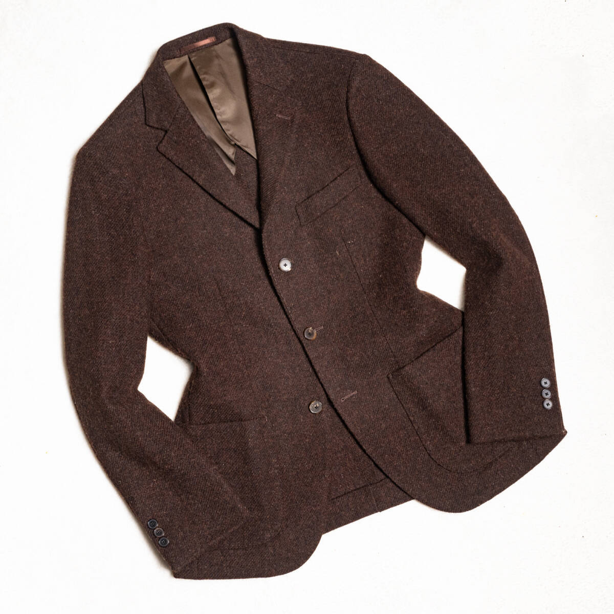 美品/44/圧倒的クラス感!◎日本製『EDIFICE × 英国HARRIS TWEED』冬物 ウール100%ツイード生地 3B テーラードジャケット メンズ S M拍卖