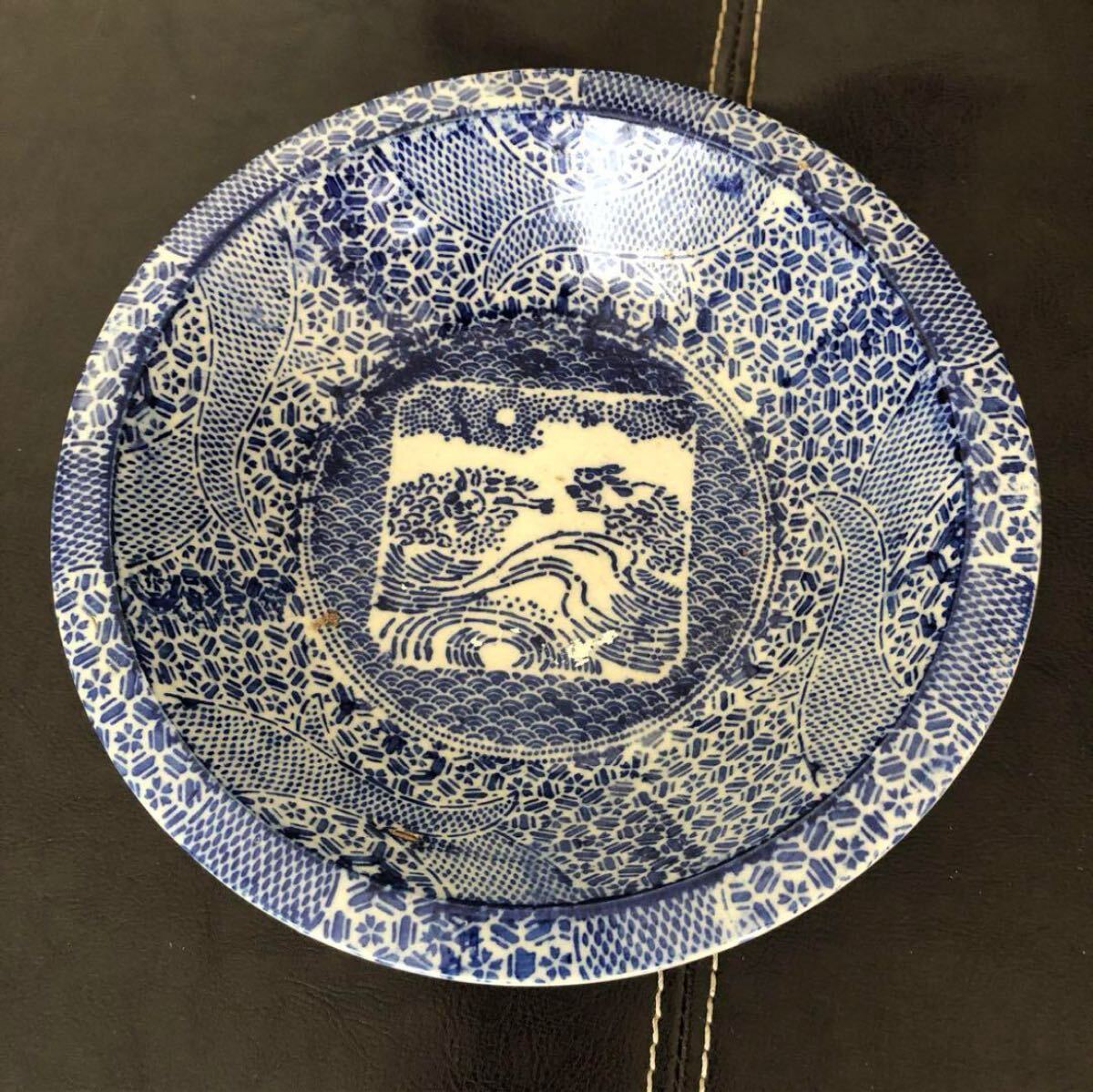 明治時代 印判手 銅版転写 月に波うさぎ図  鉢 菓子器 菓子鉢拍卖