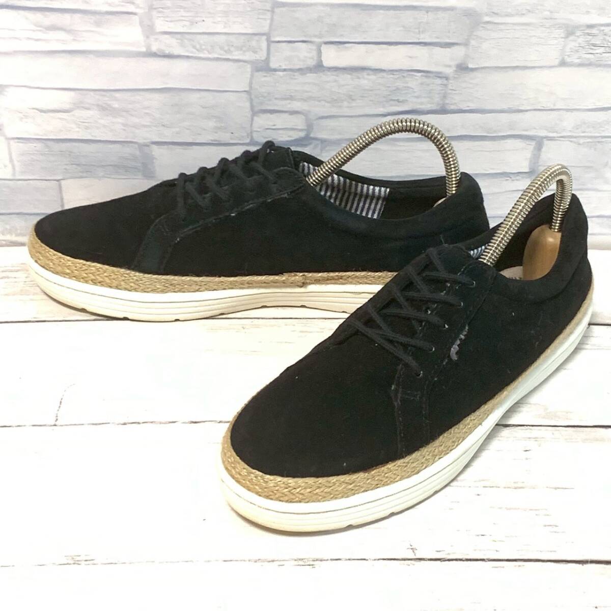 R9358bA Clarks(クラークス) US6.5(23.5cm位)ローカットスニーカー スウェード ブラック 黒 レディース ウィメンズ拍卖