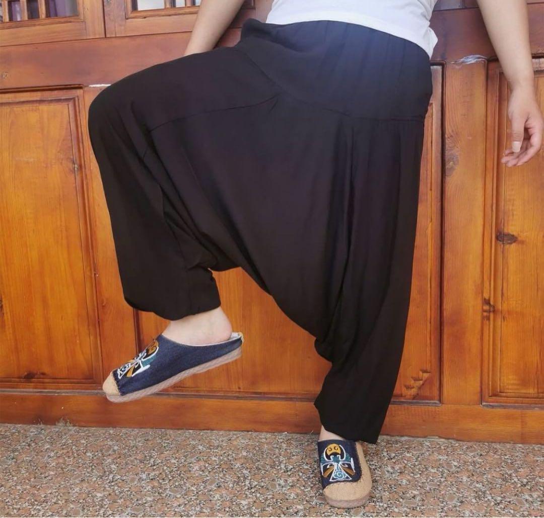 新品 リネン 麻 エスニック柄 つぎはぎ チェック柄 サルエルパンツ 裾ゴム拍卖