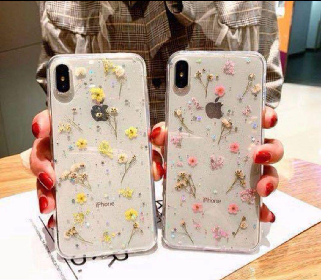 7.8.SE2/X.XS/XR/11【新品】透明×押し花iPhoneケース拍卖