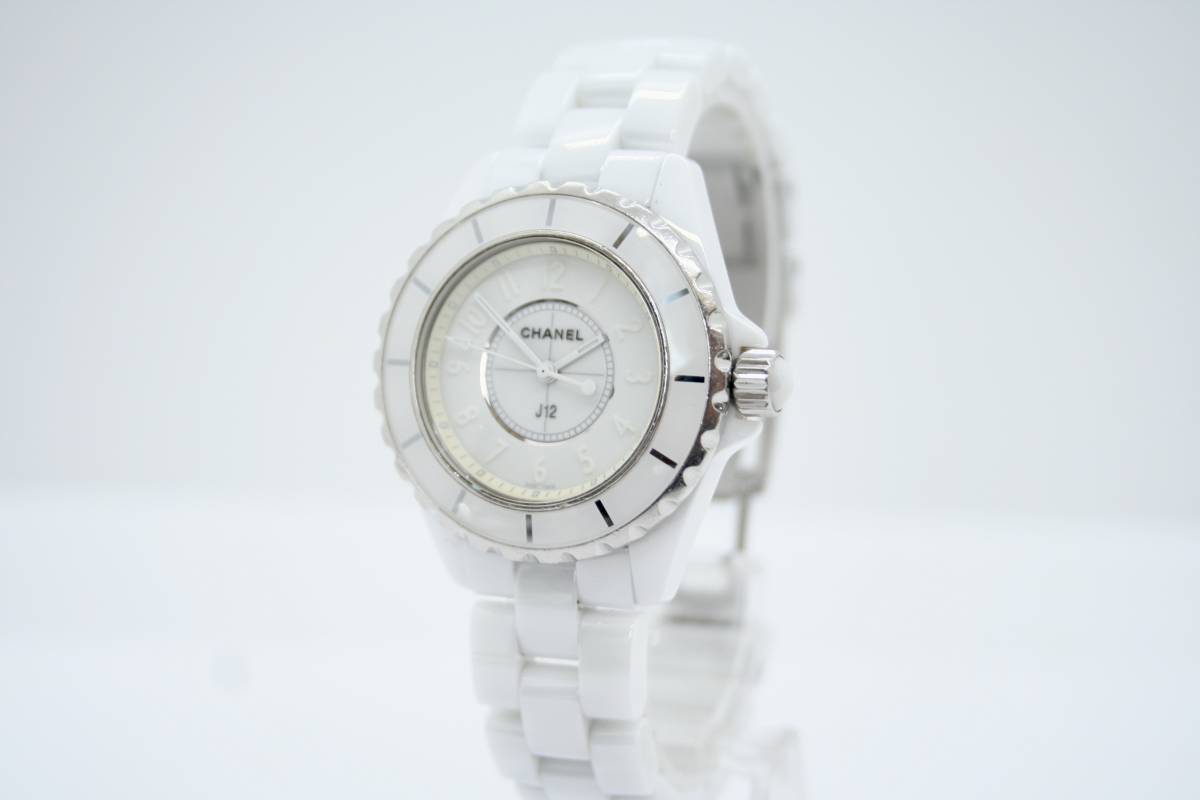 【美品 保障付 動作確認済】CHANEL J12 White Phantom H3442 Limited to 2000 Ladies シャネル ホワイトファントム 10周年記念モデル #T200拍卖