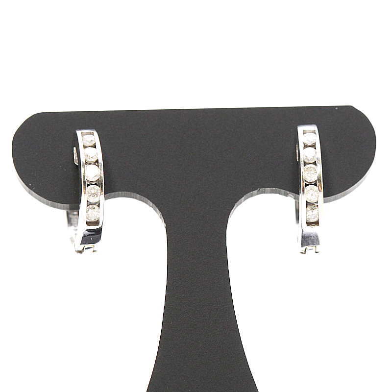 ダイヤ付きリングピアス 両耳用 フープピアス ダイヤモンド 0.10ct/0.10ct 18金ホワイトゴールド K18WG 2.1g 30781拍卖