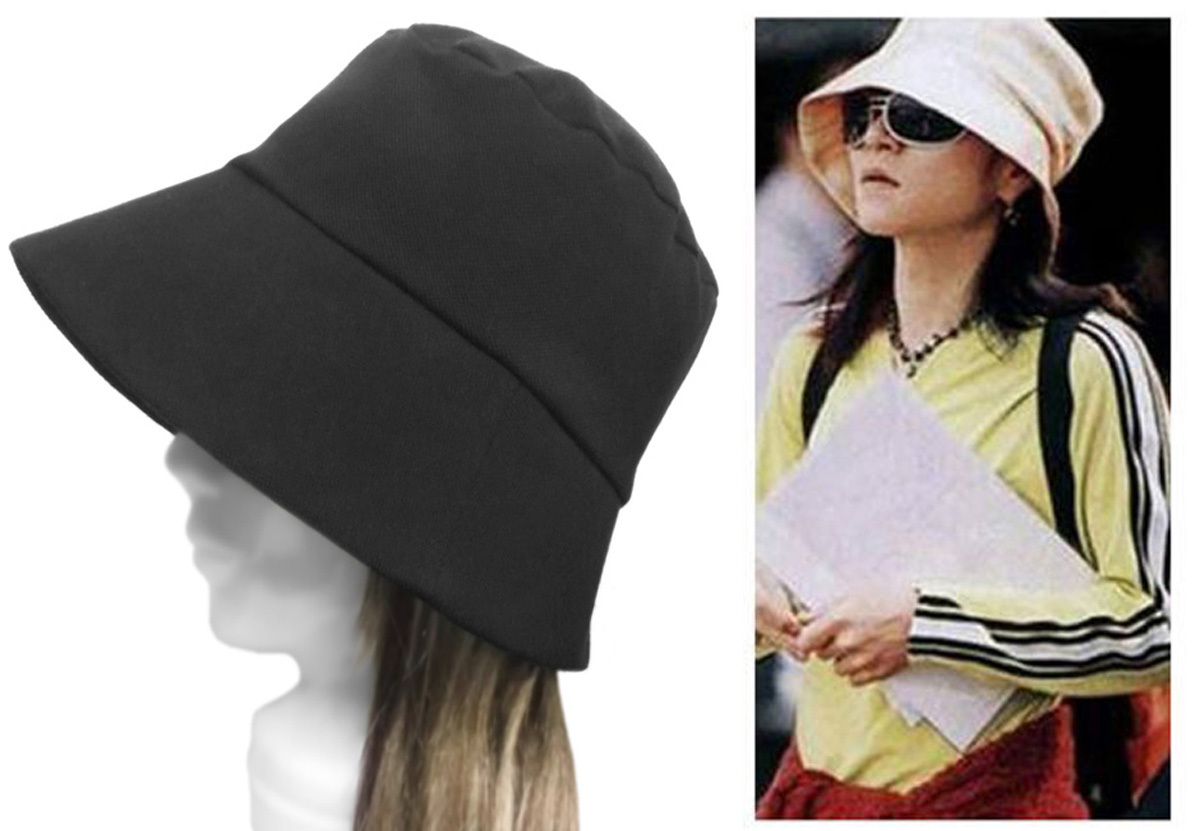 ハンドメイド◆X JAPAN◆hide風ハット/鹿の子織コットンニット/ブラック ◇紫外線対策・ゆったり・小顔効果・オールシーズン着用◇拍卖