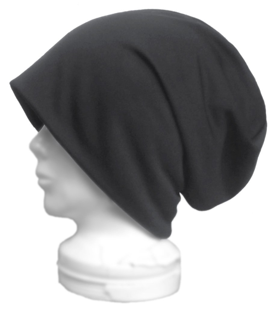 ◇送料無料◇ ハンドメイド◆ルーズワッチキャップ◆吸水速乾スポーツニット/黒 ◇ゆったりサイズ・小顔効果・オールシーズン着用◇拍卖