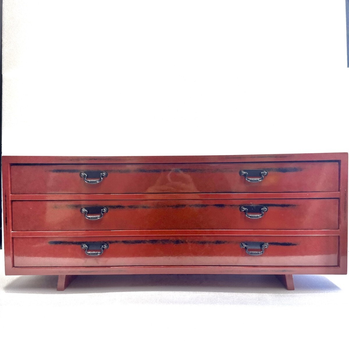 根来塗? 小箪笥 和箪笥 和家具 3段引き出し 収納 レトロ アンティーク 朱塗り 古箪笥拍卖