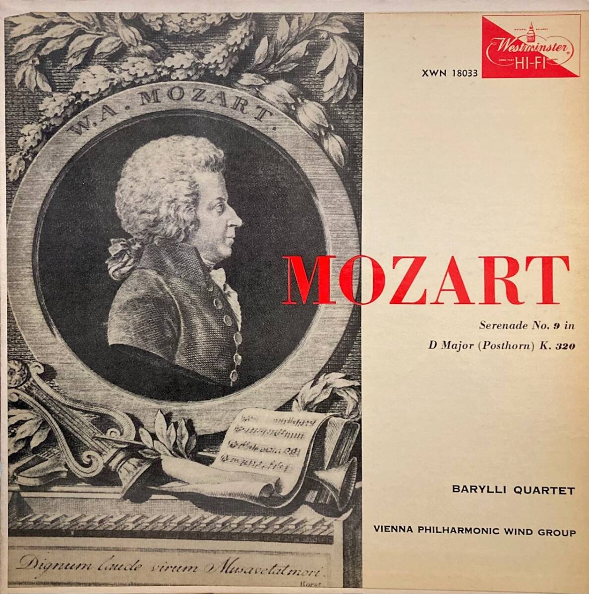 LP 米Westminster バリリ弦楽四重奏団&ウィーン・フィルハーモニー木管グループ/モーツァルト セレナード第9番「ポストホルン」拍卖
