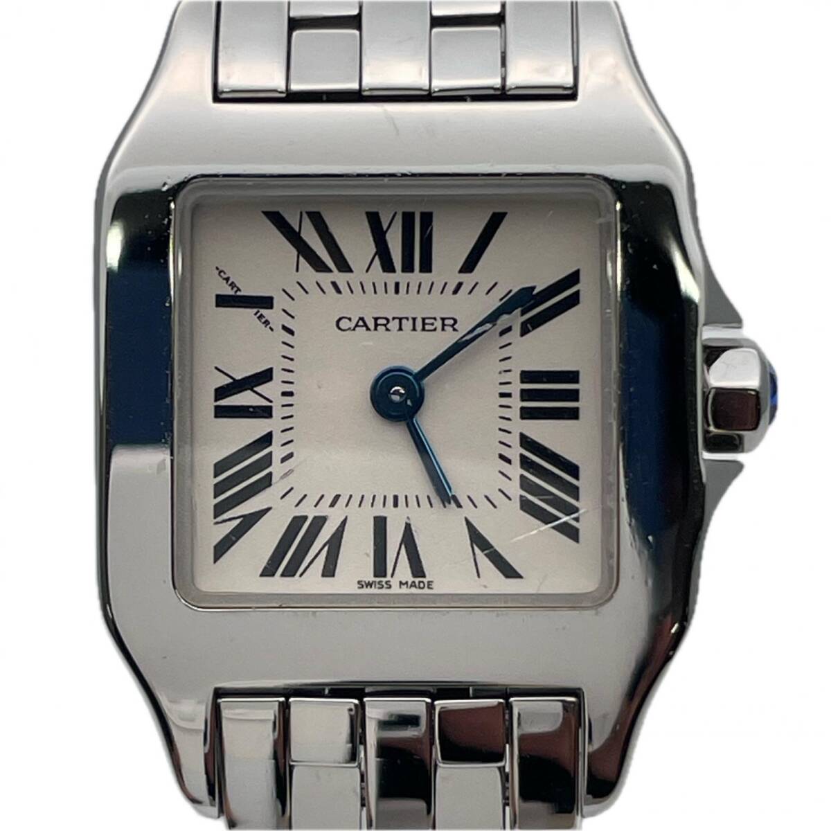 OH済 カルティエ サントスドゥモアゼルSM 2698 クォーツ レディース 腕時計 スクエア Cartier 中古 ◆2008拍卖