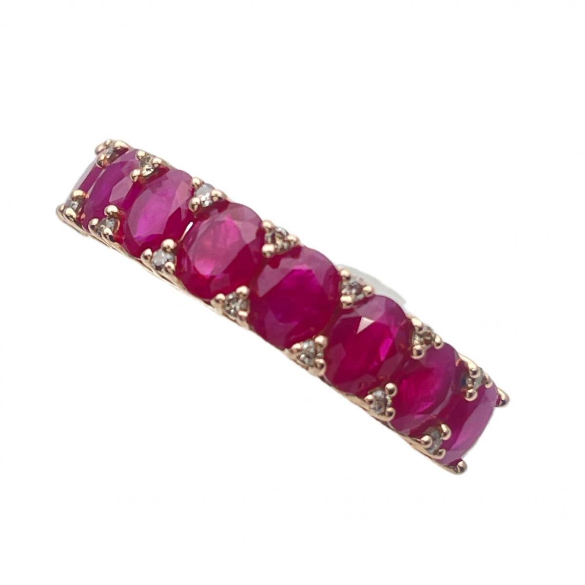 GSTV リング 指輪 9号 K18PG ルビー 2.20ct ダイヤ 0.07ct ピンクゴールド 宝石 カラーストーン 中古 ◆2008拍卖