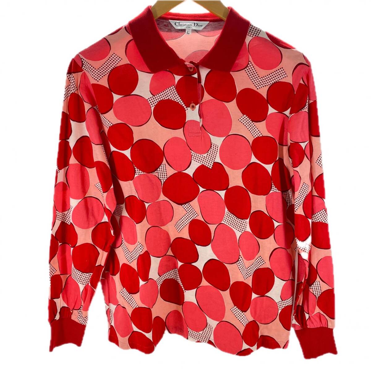 【中古】 Christian Dior Sports クリスチャンディオール スポーツ 長袖ポロシャツ レディース サイズL レッド 2S2K900 シミ等あり ◆2003拍卖