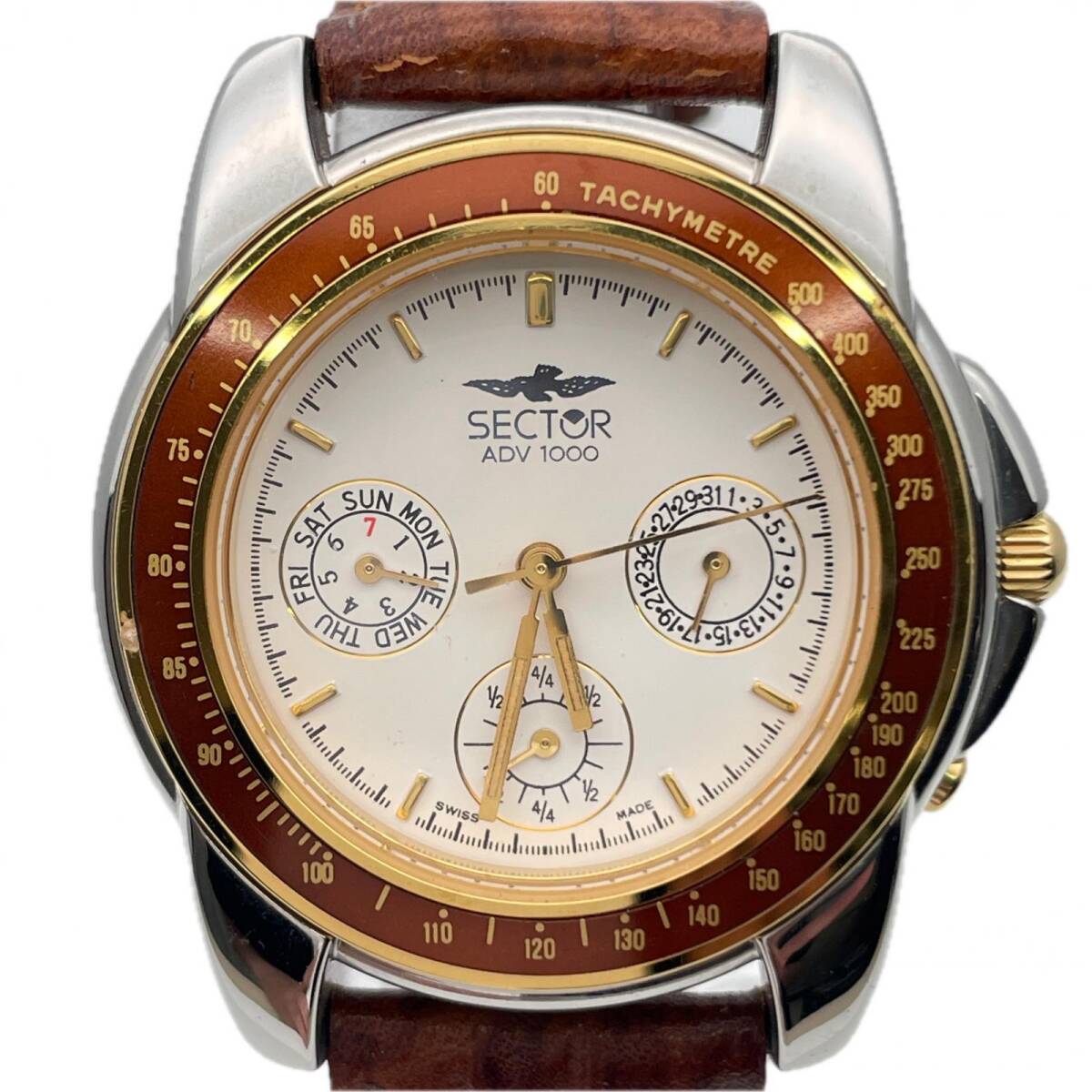 セクター ADV1000 クォーツ メンズ 腕時計 トリプルカレンダー 稼働品 ボーイズ 純正尾錠 純正ベルト SECTOR ◆2008拍卖