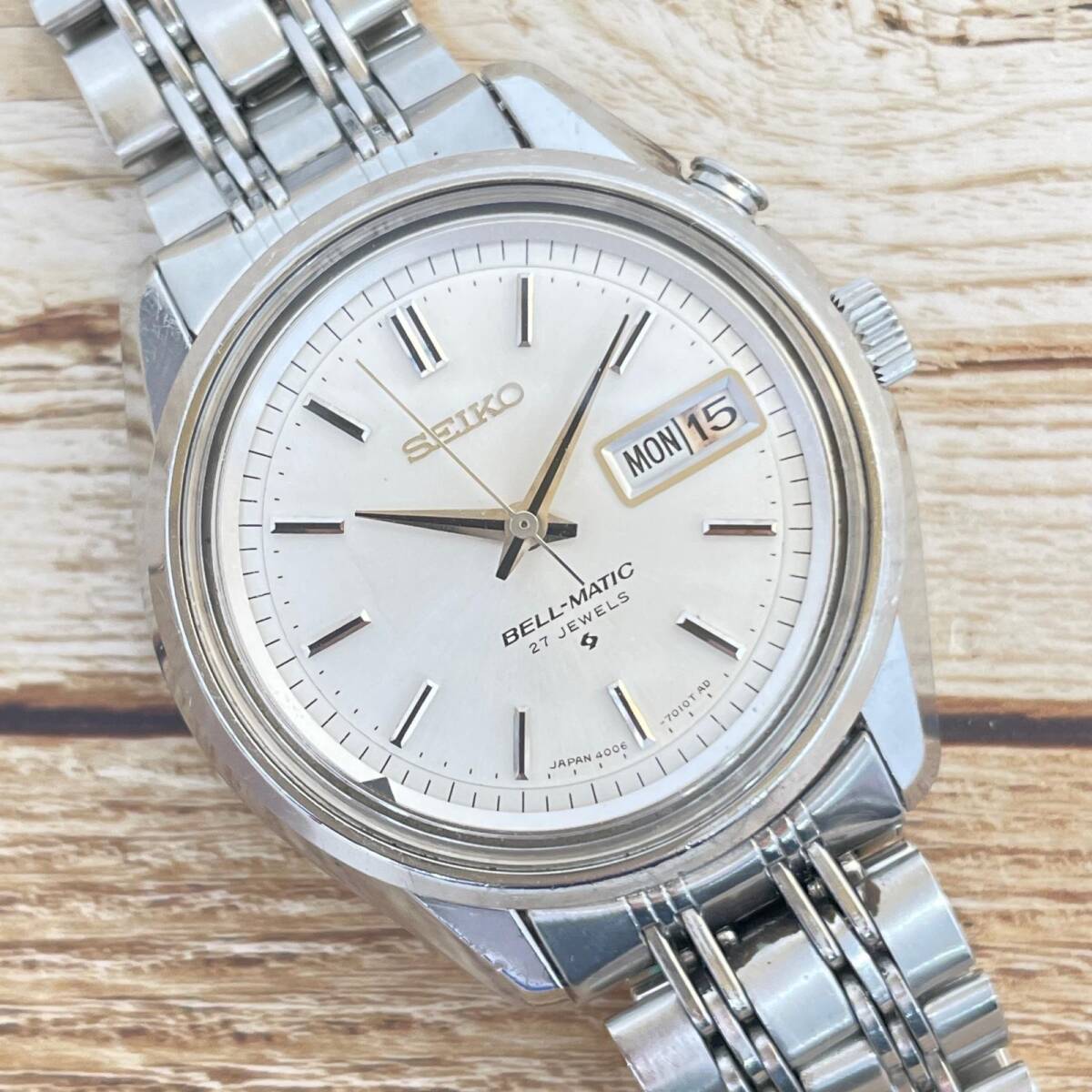 セイコー ベルマチック 4006-7011 自動巻 シルバー文字盤 メンズ アンティーク 腕時計 稼働品 中古 SEIKO ◆2008拍卖