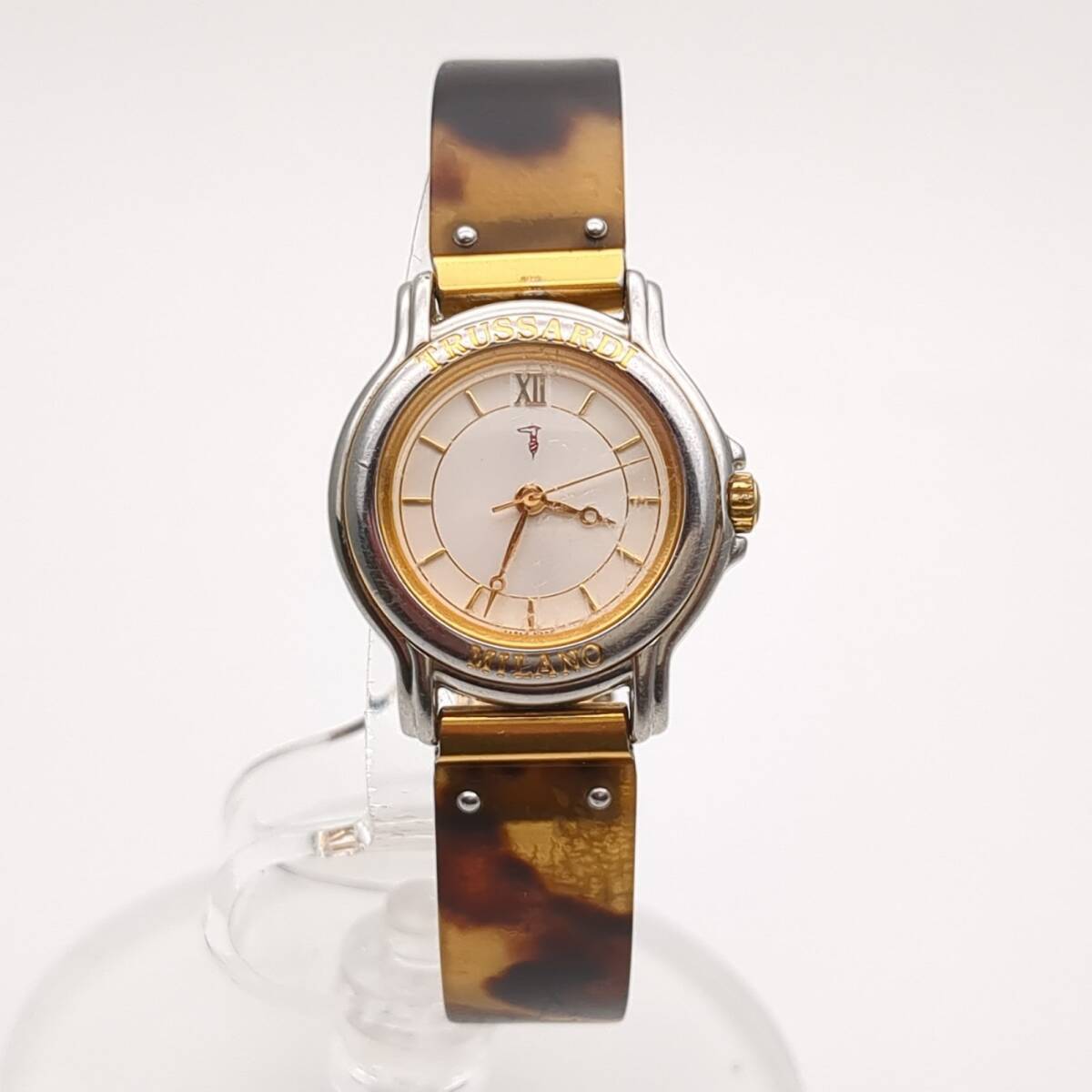 TRUSSARDI トラサルディ TR-7016 クオーツ レディース 腕時計 ホワイト文字盤 TRUSSARDY ベルト ◆2005拍卖