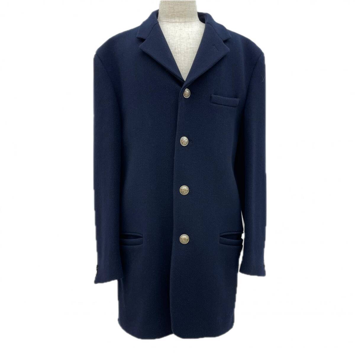 ヴェルサーチ テーラードコート メンズ サイズL ネイビー アウター イタリア製 メデューサ VERSACE JEANS COUTURE 中古 ◆2008拍卖