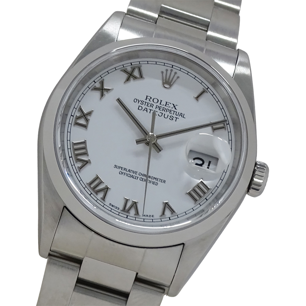ロレックス ROLEX デイトジャスト 16200 P番 時計 メンズ ブランド 自動巻き AT ステンレス SS シルバー ホワイト ローマ 磨き済み拍卖