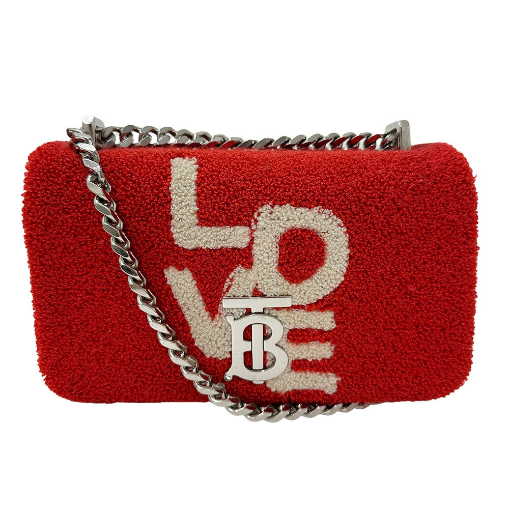 バーバリー BURBERRY バッグ レディース ブランド ショルダーバッグ パイル・タオル チェーンショルダー レッド 赤 コンパクト 小さめ拍卖