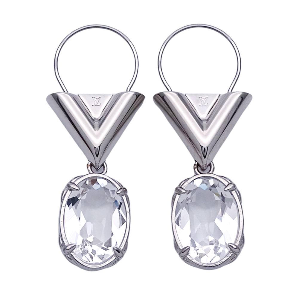 ルイ・ヴィトン LOUIS VUITTON ピアス レディース ブランド メタル Vフォー シルバー M02297 エッセンシャルV ビジュー フープピアス拍卖
