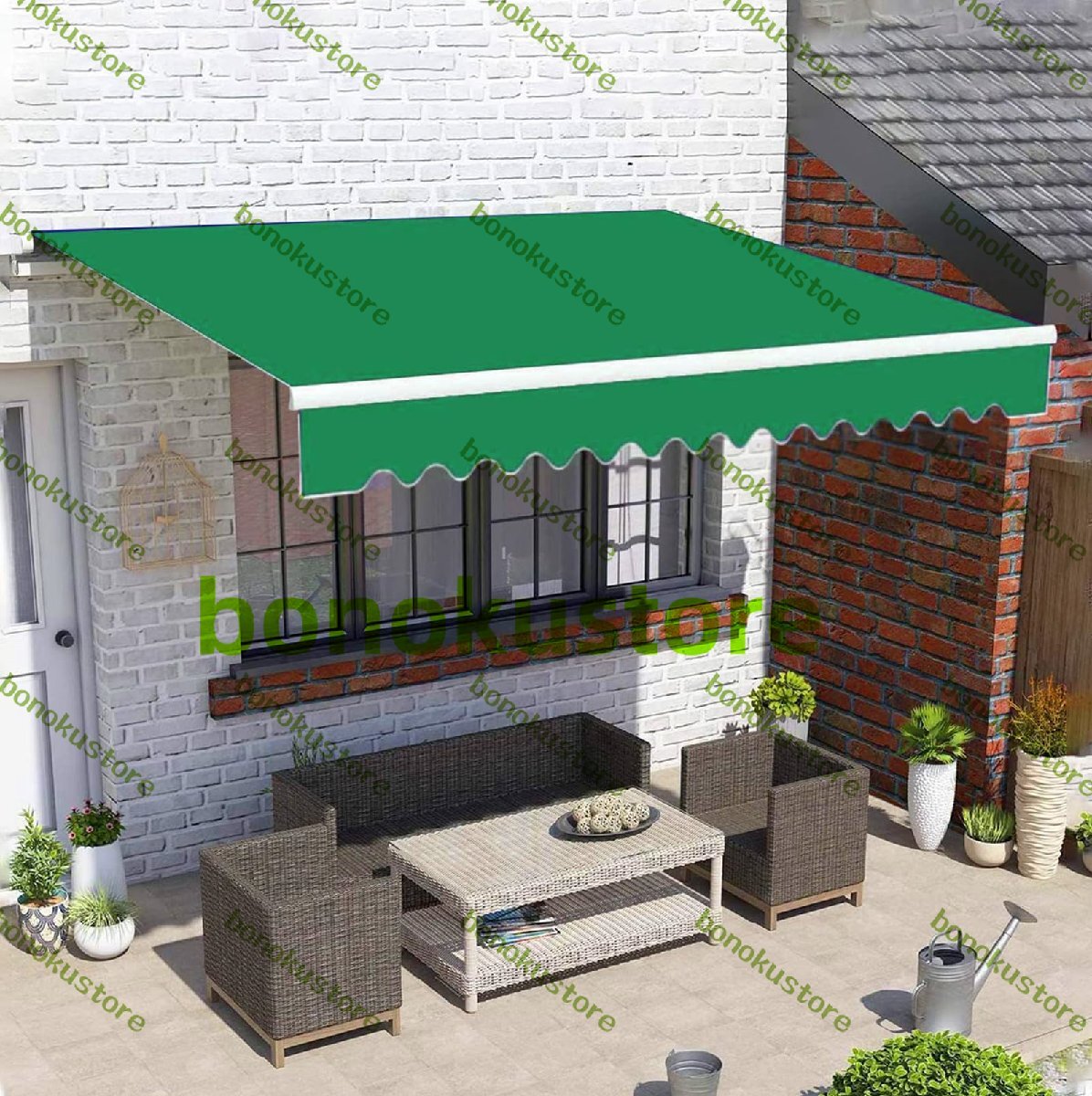 オーニング4m×2mシェードオーニング 巻き取り式 オーニング 日除け 用クランクハンドル付きアンチおよび防水折りたたみ式日よけ拍卖