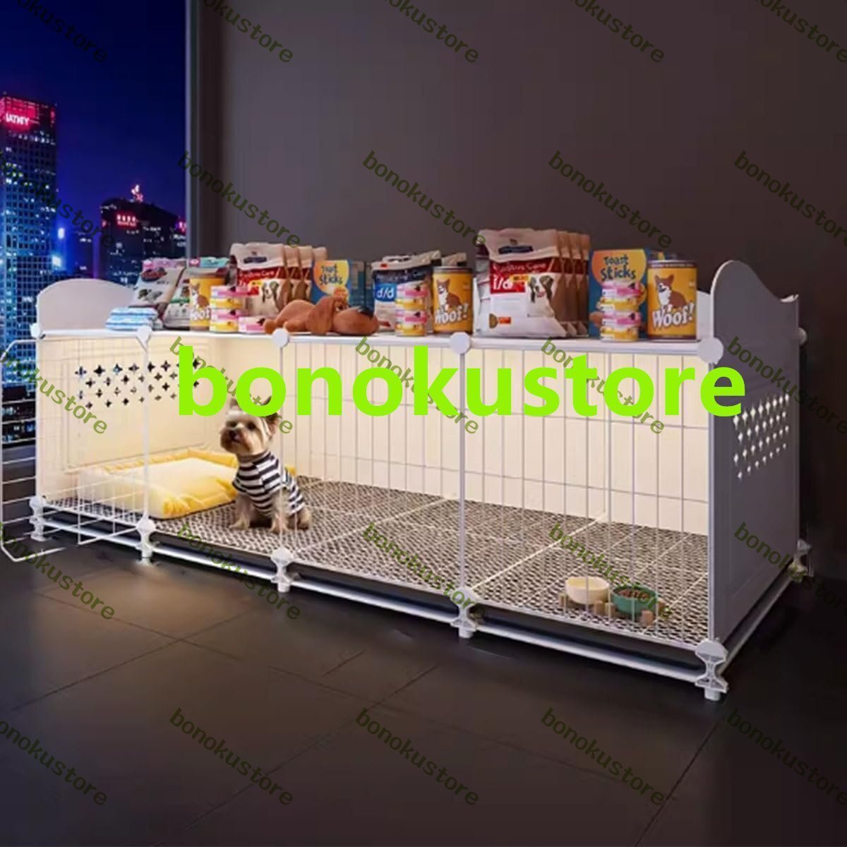 犬ケージ 大型犬用ゲージ ペットハウス引き出 トレイ付きでお手入れ簡単 屋根と車輪付き 屋内および屋外での使用に適(140*45*51)拍卖