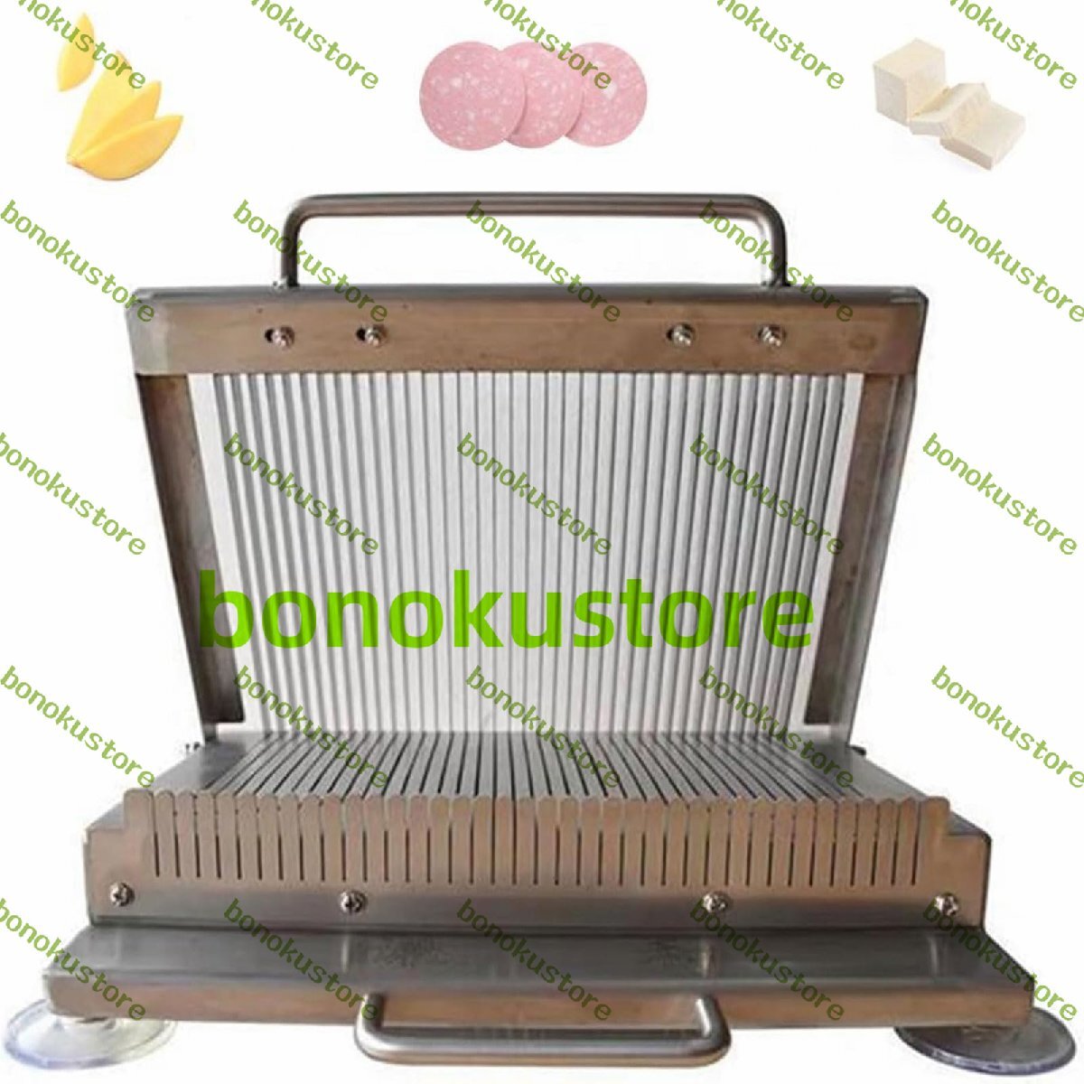 手動ハムカッター 厚さ6MM 手動ステンレススチール寿司カッター 滑り止めゴム吸盤足4個付き 寿司 ソーセージ 豆腐 キュウリ ジャガイモ拍卖