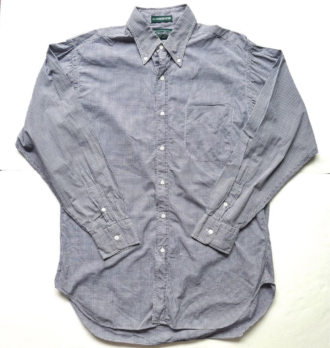 ギットマン ブラザーズ Gitman Bros. ギンガムチェック ボタンダウンシャツ ネイビー アメリカ製 メンズ L アメカジ USA製拍卖
