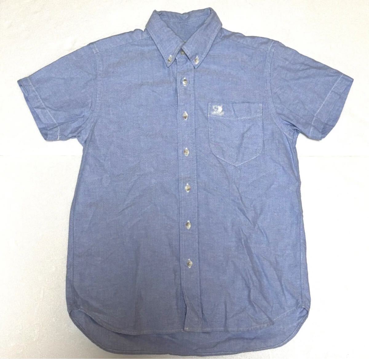 STUDIO D'ARTISAN ステュディオ ダルチザン 刺繍 半袖 ボタンダウンシャツ S シャンブレー アメカジ オックスフォード 5432 水色拍卖