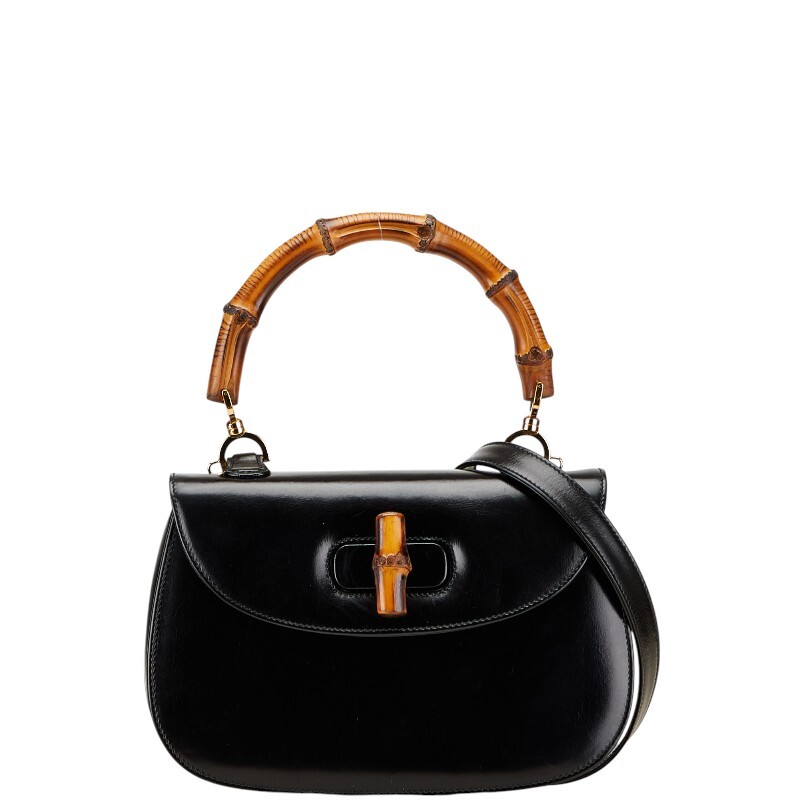 グッチ バンブー ハンドバッグ ショルダーバッグ 2WAY 000 1364 ブラック ブラウン レザー レディース GUCCI 【中古】拍卖