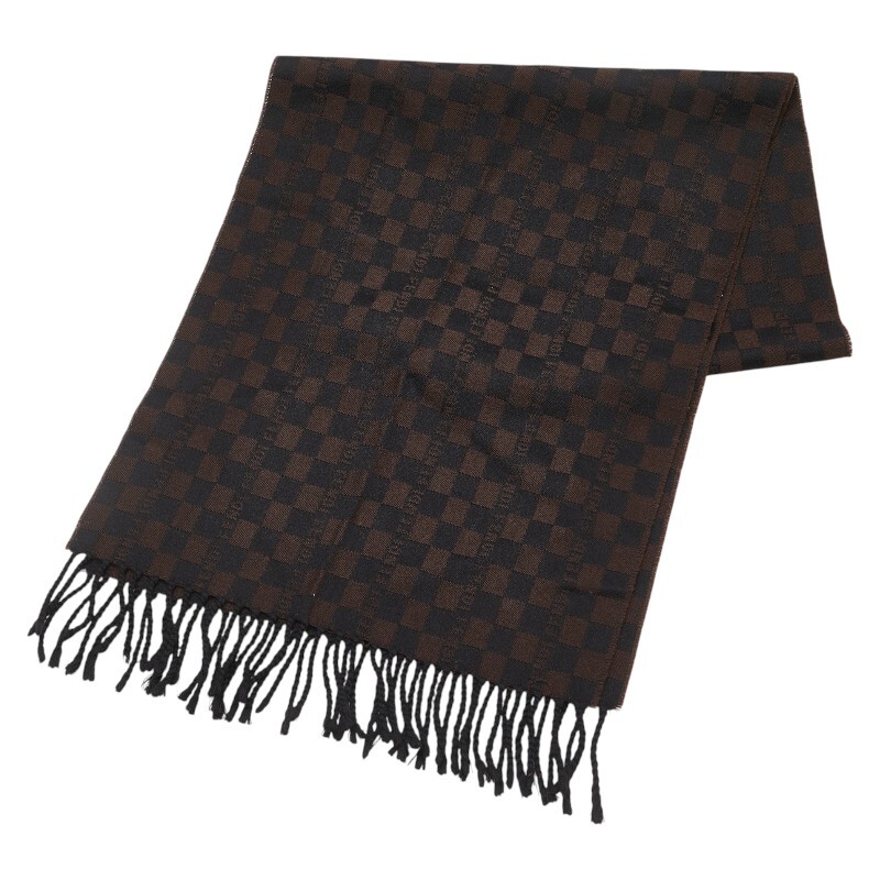 フェンディ ロゴ マフラー ブラウン ブラック ウール レディース FENDI 【中古】拍卖