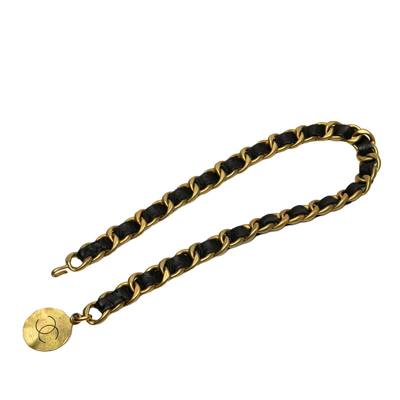 シャネル ココマーク ベルト ゴールド ブラック メッキ レザー レディース CHANEL 【中古】拍卖