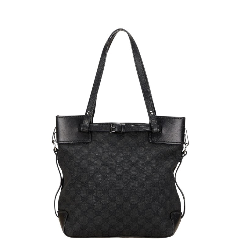 グッチ GGキャンバス ハンドバッグ トートバッグ ブラック キャンバス レザー レディース GUCCI 【中古】拍卖