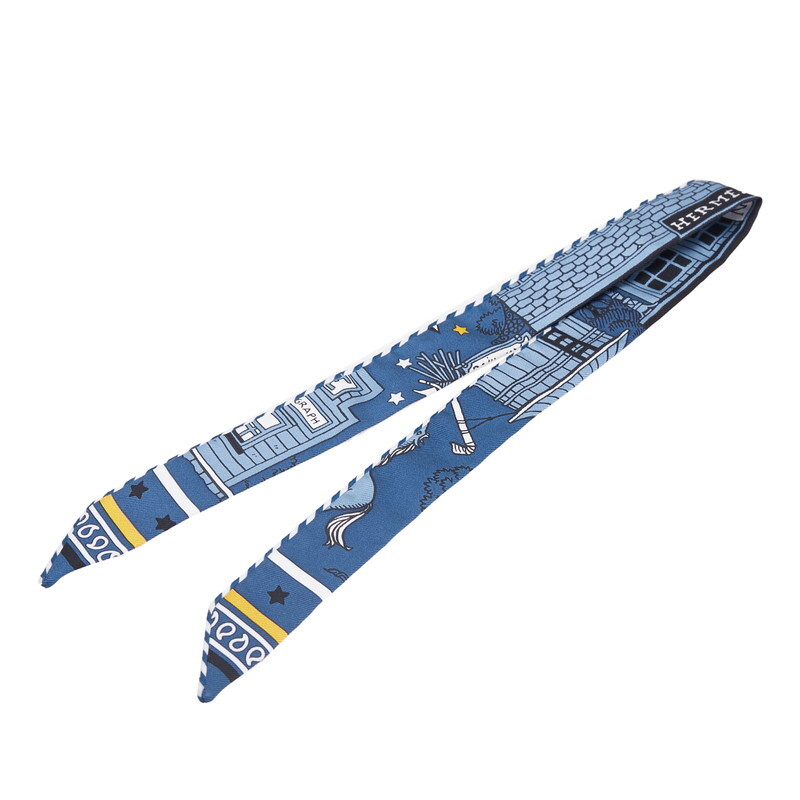 エルメス ツイリードール キャンディ パリステーション スカーフ ネイビー マルチカラー シルク レディース HERMES 【中古】拍卖