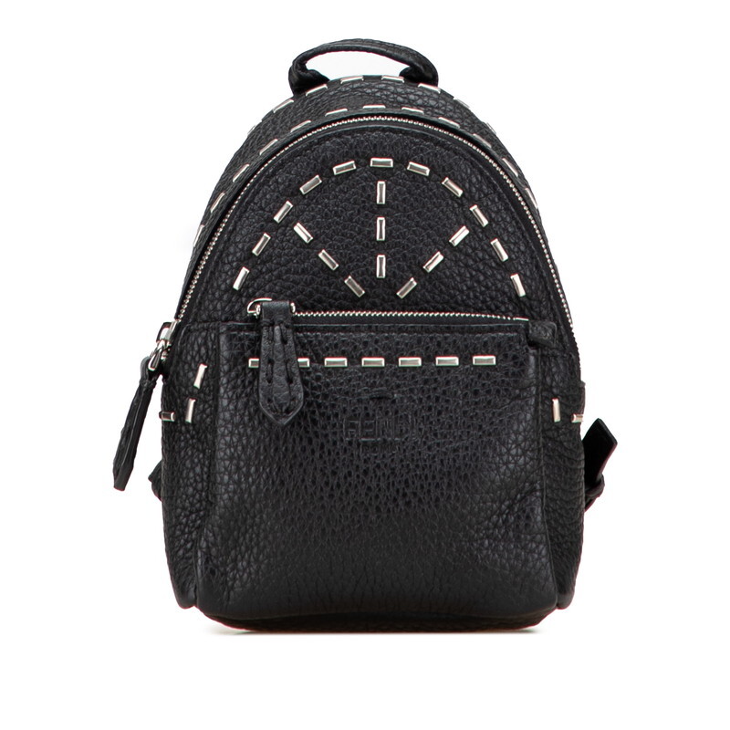 フェンディ リュック バックパック型 キーホルダー バッグチャーム 小物入れ 7AR471 ブラック レザー レディース FENDI 【中古】拍卖