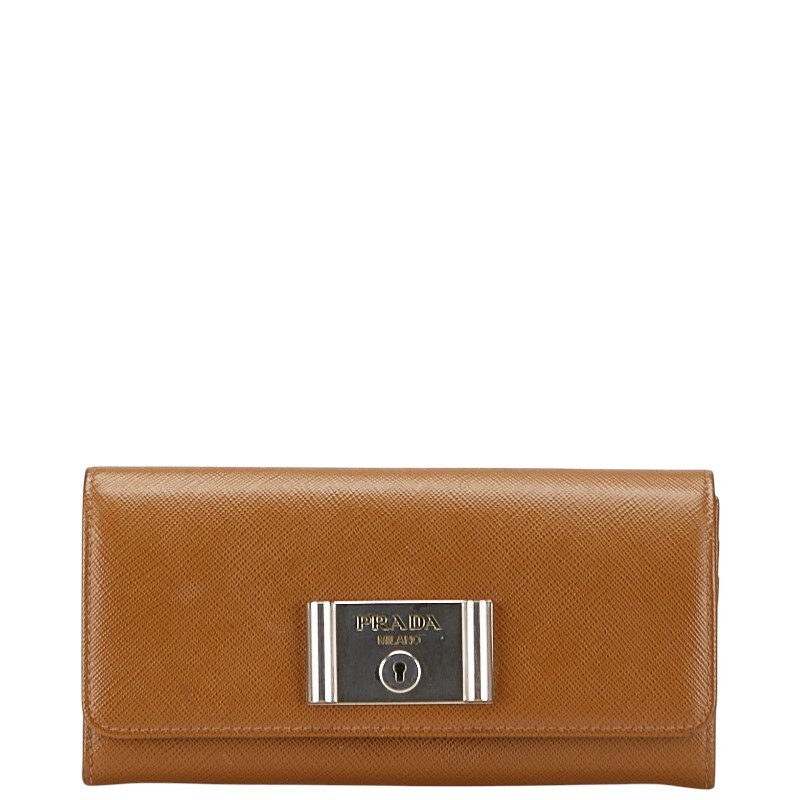 プラダ 長財布 1MH037 ブラウン サフィアーノレザー レディース PRADA 【中古】拍卖