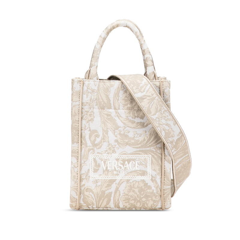 ヴェルサーチェ バロッコ アテナ ミニ トートバッグ ショルダーバッグ 2WAY ベージュ キャンバス レディース VERSACE 【中古】拍卖