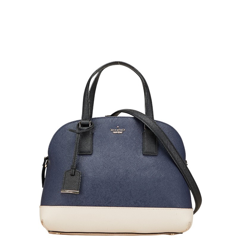 ケイトスペード ハンドバッグ ショルダーバッグ 2WAY ネイビー ベージュ レザー レディース Kate Spade 【中古】拍卖