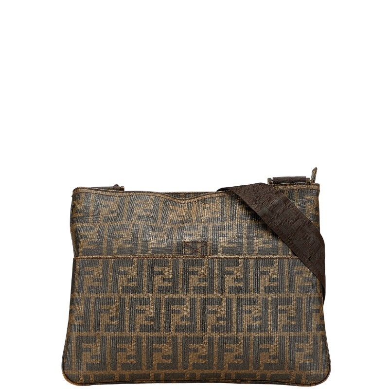 フェンディ ズッカ 斜め掛け ショルダーバッグ 7VA247 カーキ ブラウン PVC レザー レディース FENDI 【中古】拍卖